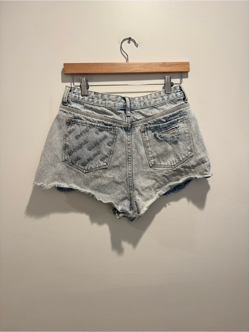 White Fox Boutique High-Rise light wash denim shorts